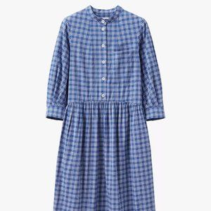 TOAST Seed Check cotton Shirt Dress, french blue, size 16 UK / 12 US, NWT
